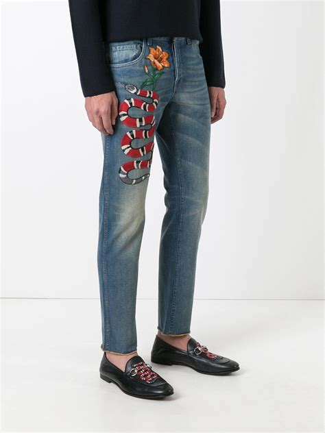 gucci jeans man|gucci embroidered jeans men.